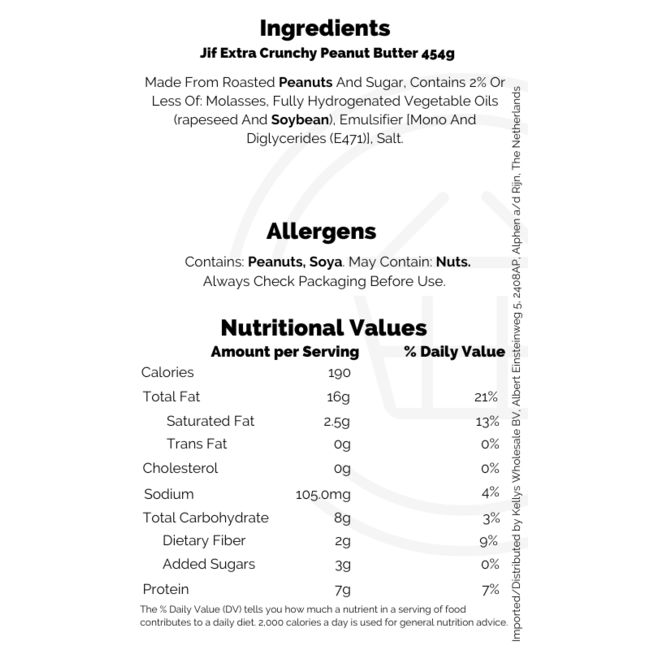 JIF Crunchy Peanut Butter 12x454g
