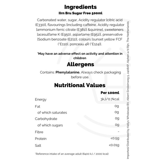 Irn Bru Sugar Free 12x500ml