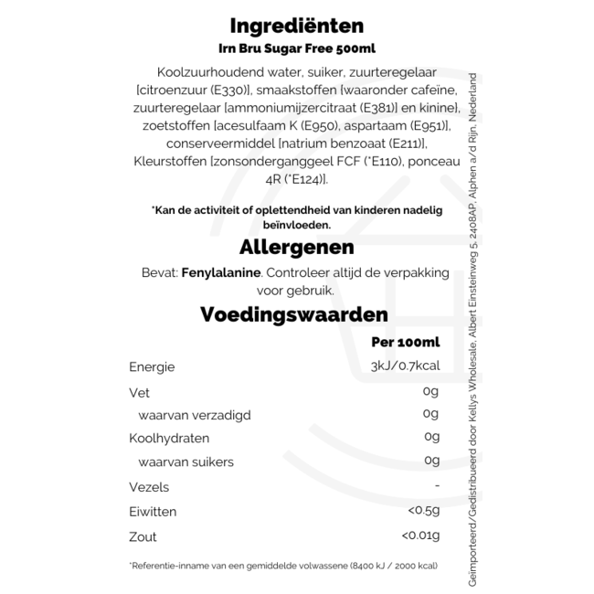 Irn Bru Sugar Free 12x500ml