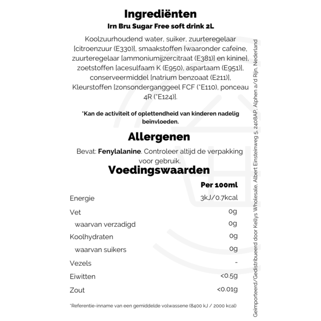 Irn Bru Sugar Free 6x2L