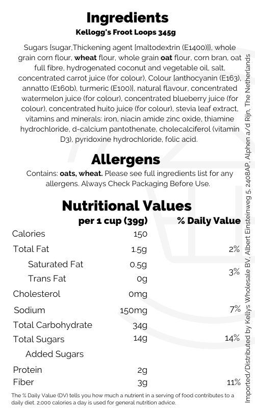 Froot Loops 12x345g USA & Canada Breakfast Cereal Kellys