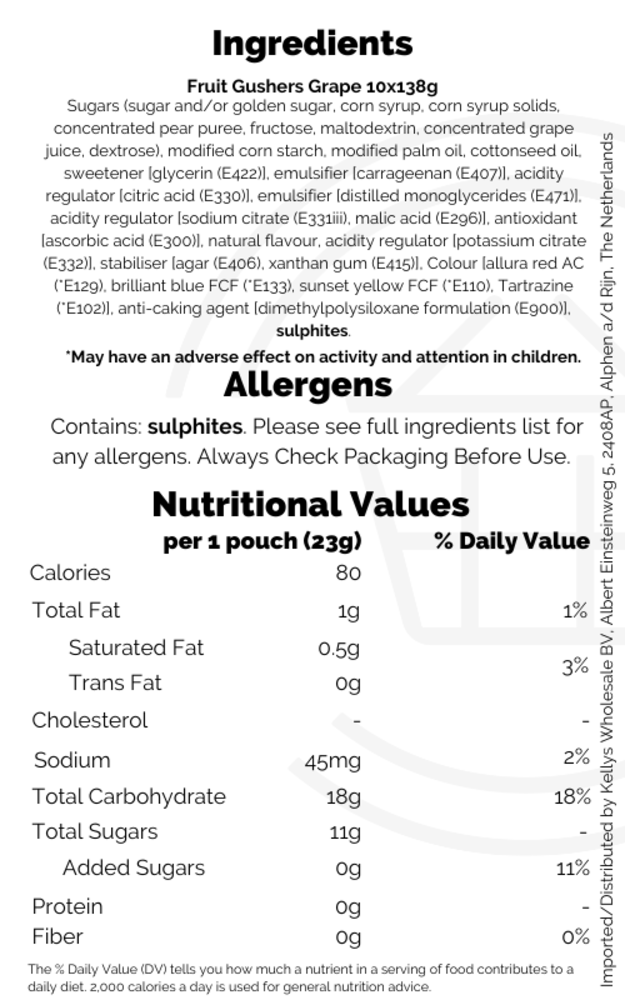 Fruit Gushers Grape 10x138g American Candy Kellys Wholesale