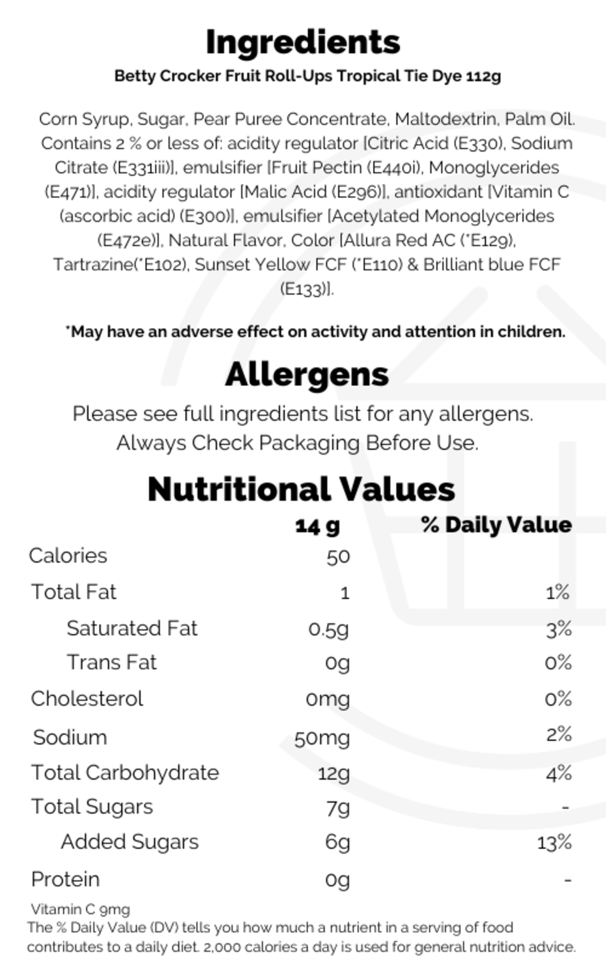 Fruit RollUps tropical tiedye 10x112g Kellys Wholesale & Distribution