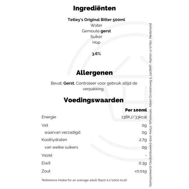 Tetley's Original Bitter ABV3.4% 6x4x440ml (24units)
