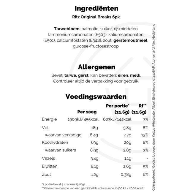 Ritz Original Breaks 6 Pack 8x190g