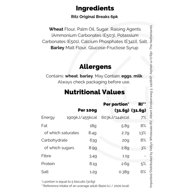 Ritz Original Breaks 6 Pack 8x190g
