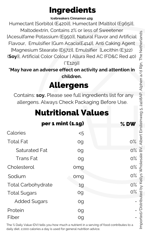 Ice Breakers Mints Cinnamon 8x42g Kellys Wholesale & Distribution
