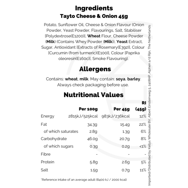 Tayto Cheese & Onion Crisps 50x35g