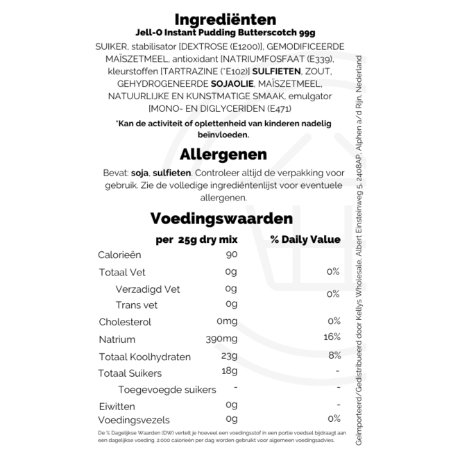 Jell-O Instant Pudding Butterscotch 24x99g