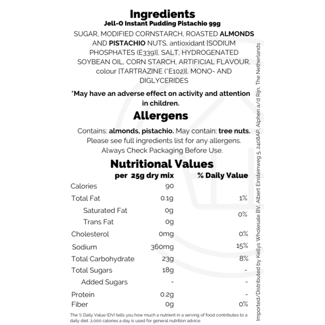 Jell-O Instant Pudding Pistachio 24x99g