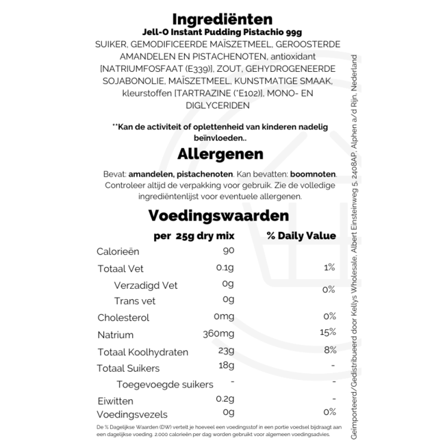 Jell-O Instant Pudding Pistachio 24x99g