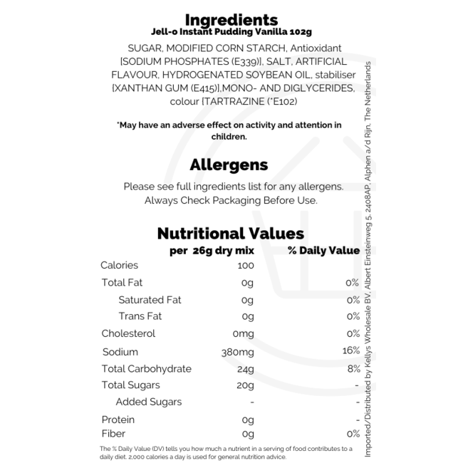 Jell-o Instant Pudding Vanilla 24x102g