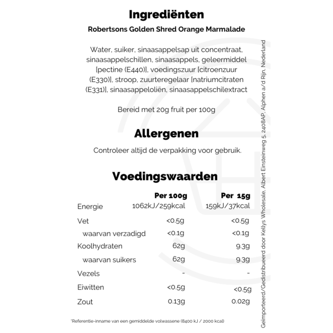 Robertsons Marmalade Golden Shred 6x454g