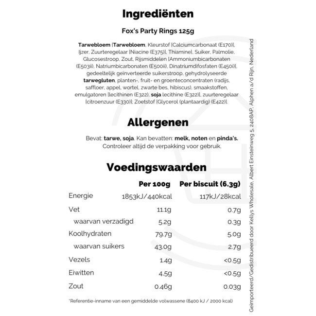 Fox's Party Rings 16x125g