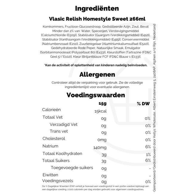 Vlasic Homestyle Sweet Relish 8x266ml