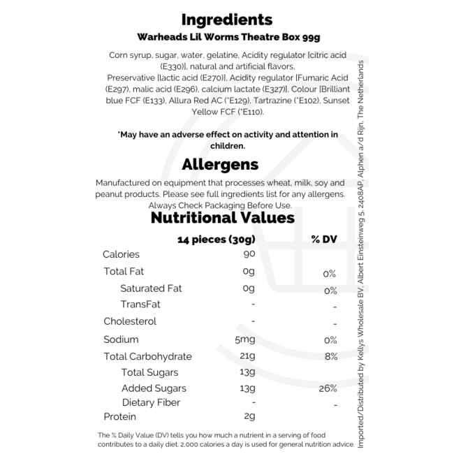 Warheads Lil' Worms Theatre Box 12x99g