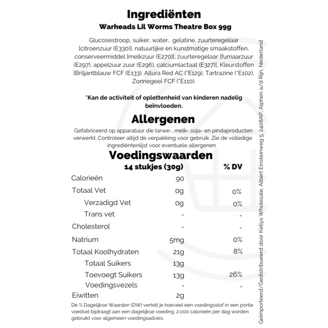 Warheads Lil' Worms Theatre Box 12x99g