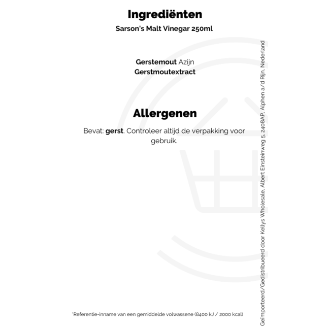 Sarson's Malt Vinegar Glass 12x250ml