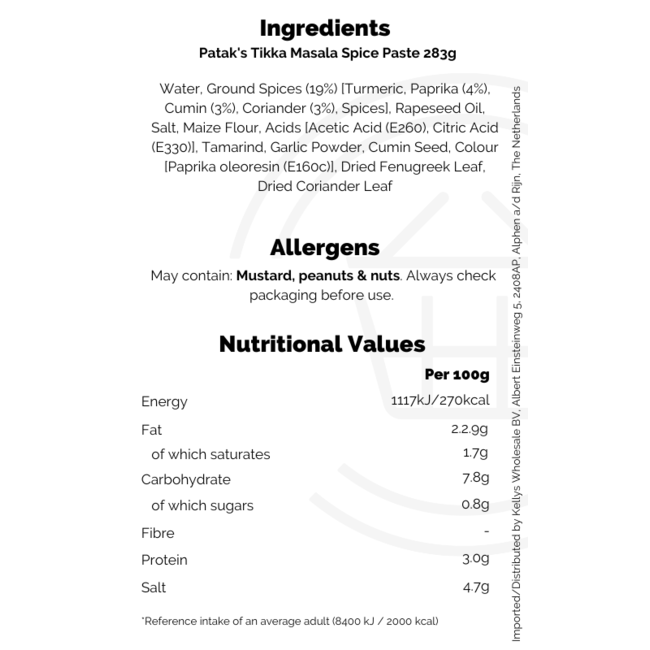 Patak's Tikka Masala Spice Paste 6x283g