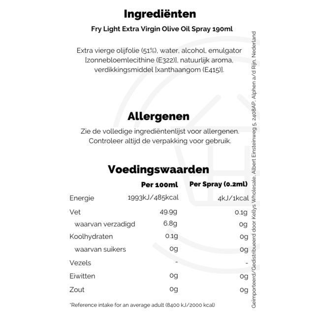 Fry Light Olive Oil 6x190ml
