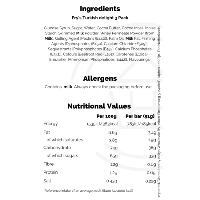 Fry's Turkish Delight 24x3pk