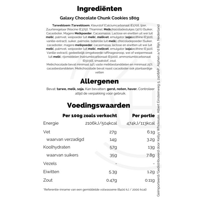 Galaxy Chocolate Chunk Cookies 8x180g