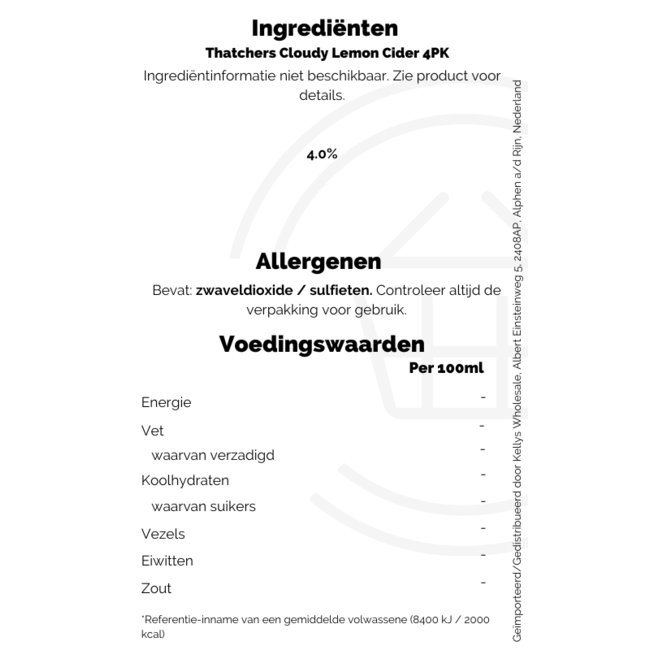 Thatchers Cloudy Lemon 4pk ABV4% 6x4x440ml