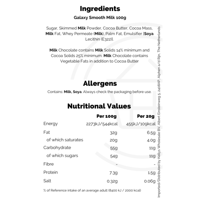 Galaxy Smooth Milk Chocolate 24x100g