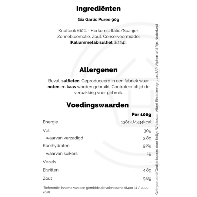 Gia Garlic Puree 12x90g