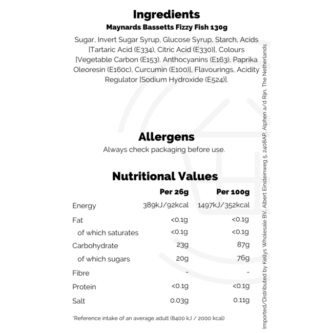 Maynards Bassetts Fizzy Fish 10x130g