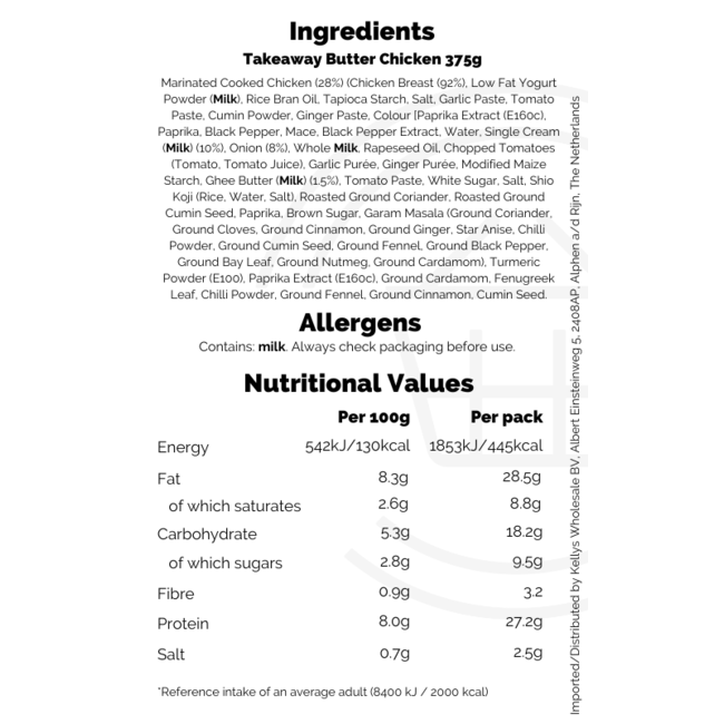 Iceland Takeaway Butter Chicken 24x375g