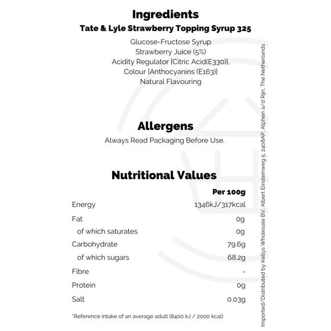 Tate & Lyle Squeezy Strawberry 6x325g