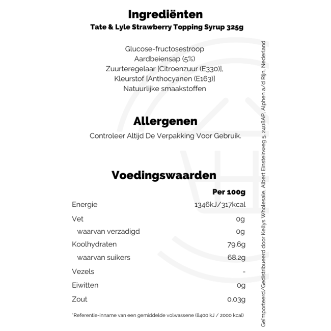 Tate & Lyle Squeezy Strawberry 6x325g