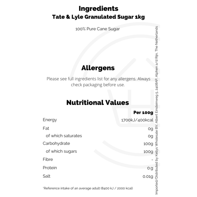 Tate & Lyle Granulated Sugar 15X=x1Kg