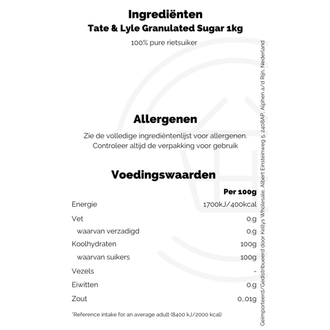 Tate & Lyle Granulated Sugar 15X=x1Kg