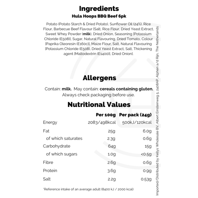 Hula Hoops BBQ Beef 6pk 30x24g