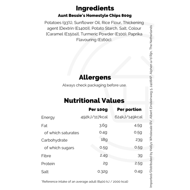 Aunt Bessie's Homestyle Chips 14x800g