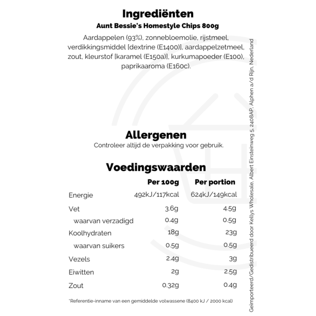 Aunt Bessie's Homestyle Chips 14x800g