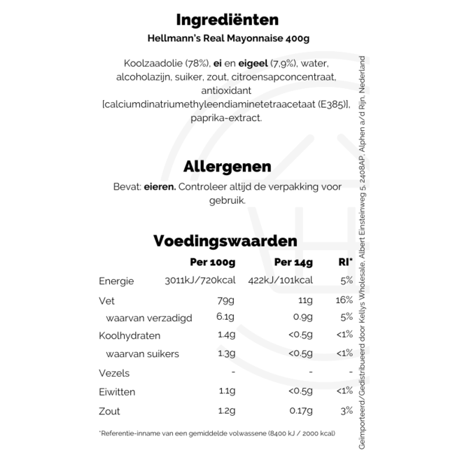 Hellmann Real Mayonnaise 12x400g
