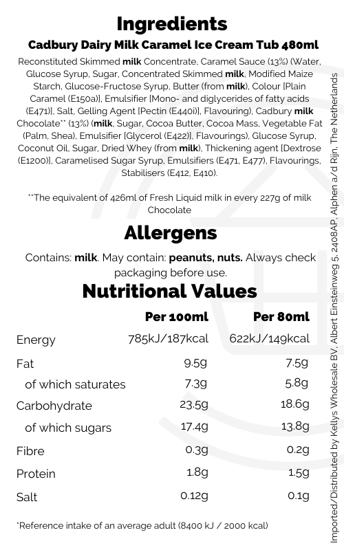 Cadbury Dairy Milk Caramel Ice Cream Tub 6x480ml Kellys Wholesale cadbury-dairy-milk-caramel-ice-cream-tub-6x480ml-kellys-wholesale