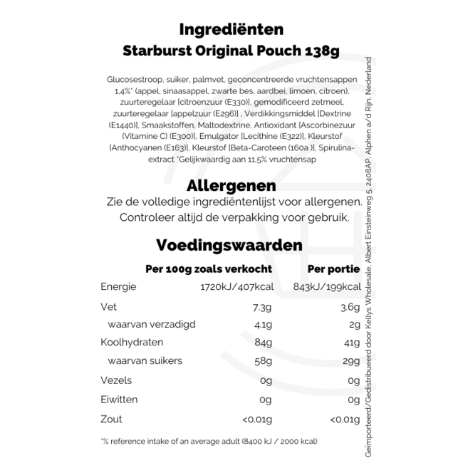 Starburst Original Pouch 12x138g