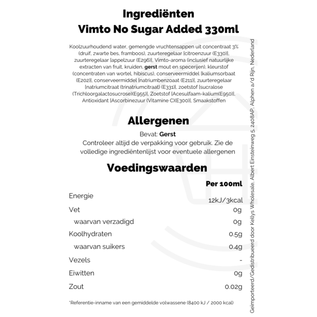 Vimto No Added Sugar PM80p 24x330ml