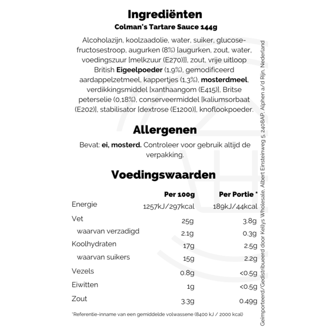 Colman's Tartare Sauce 8x144g