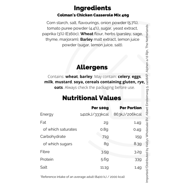 Colman's Chicken Casserole 16x43g