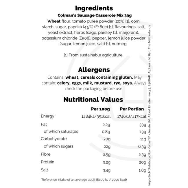 Colman's Sausage Casserole 16 x 39g