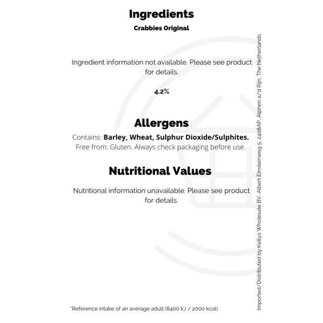 Crabbies OriginalABV3.4% 12x500ml