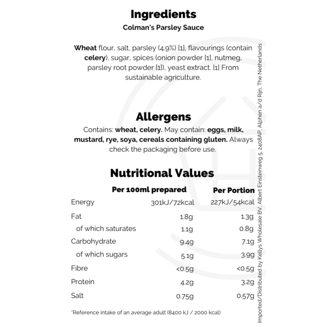 Colman's Parsley Sauce 20x20g Colman's British Sauce & Spices