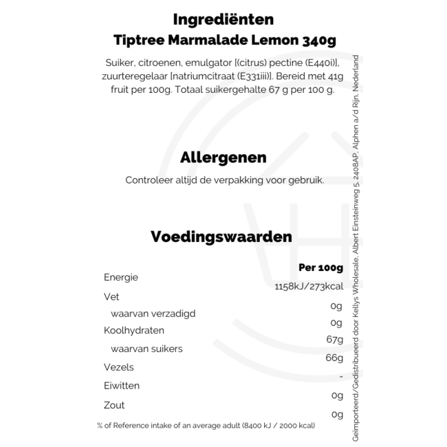 Tiptree Lemon Marmalade 6x340g