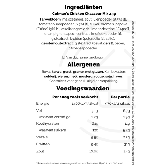 Casserole Mix Chicken Chasseur 16x43g