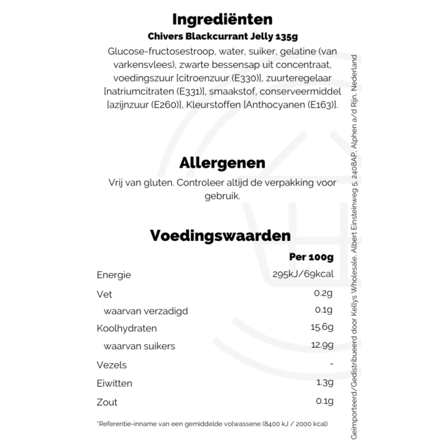 Chivers Blackcurrant Jelly 12x135g